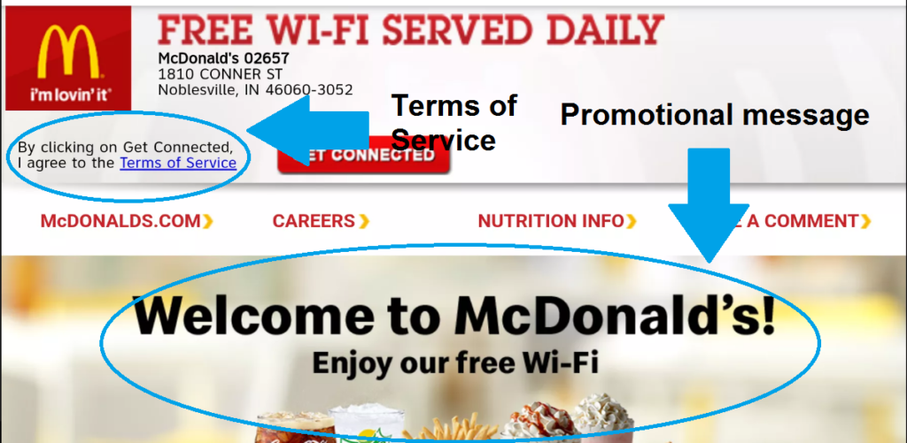 Macdonald's advertising their daily free wifi