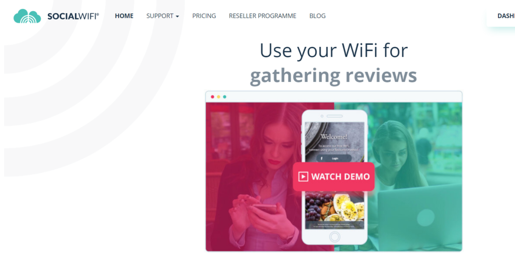Social WiFi's homepage where you can watch their demo