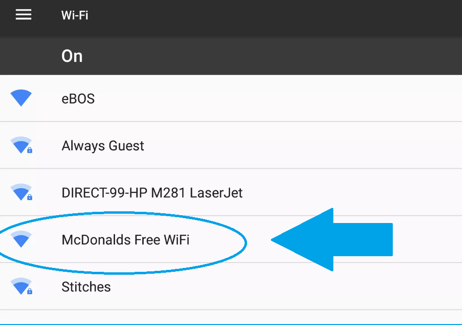Connecting to McDonald's free wifi network