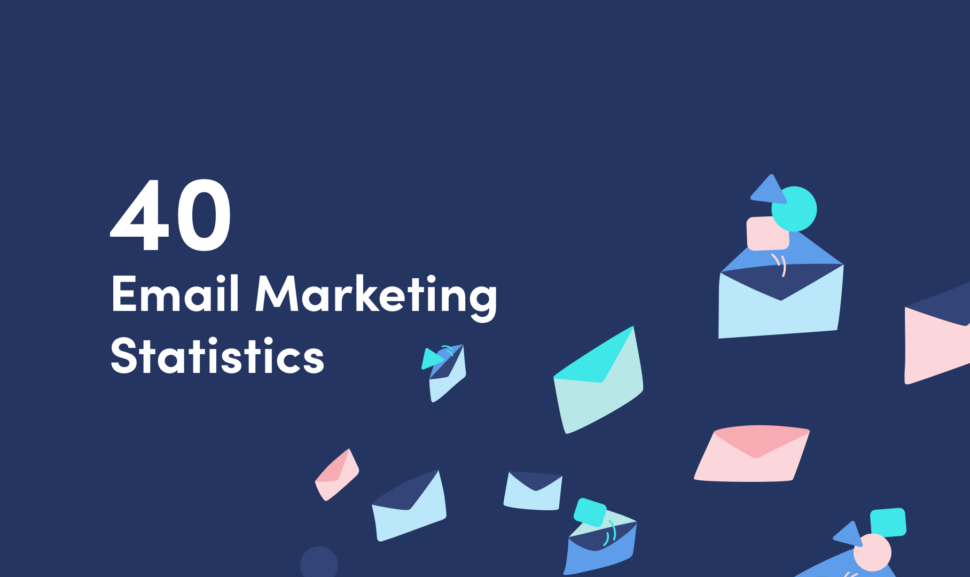 Artistic label of email marketing with dark blue background