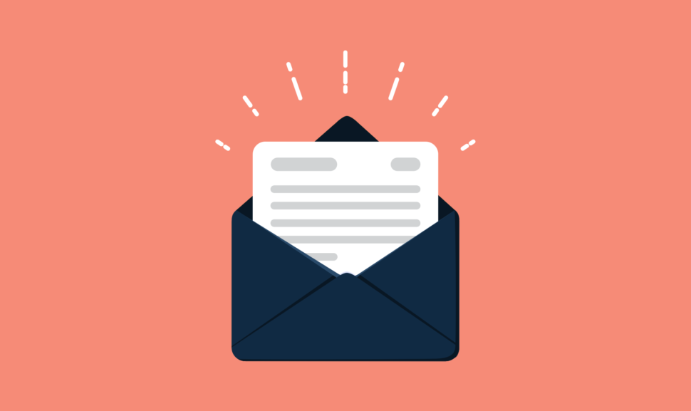 New email icon with peach color background